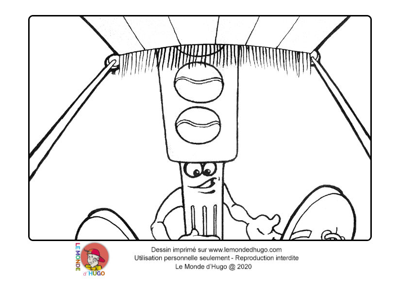 coloriage Le feu tricolore pour enfants